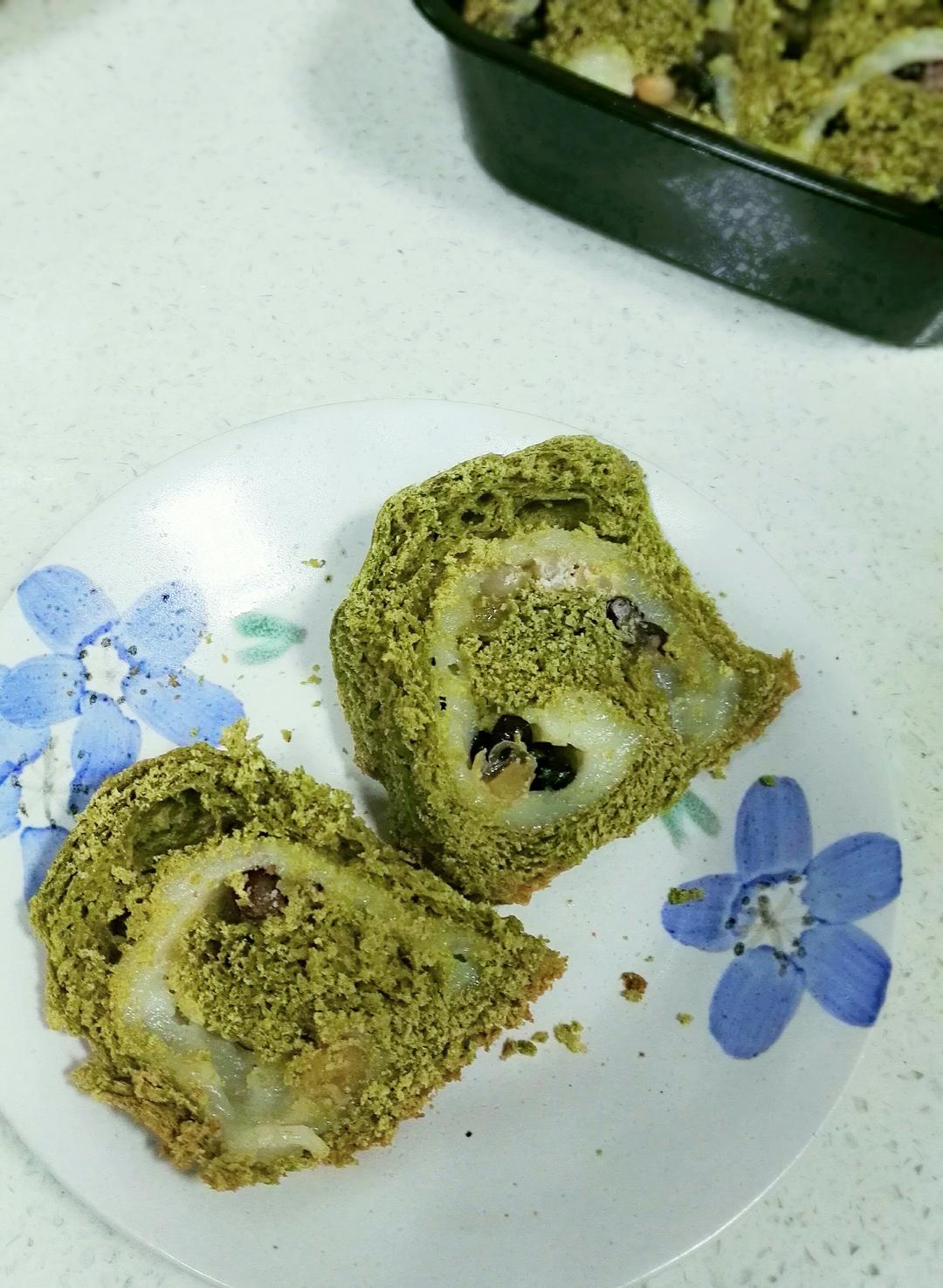 抹茶麻薯红豆软欧包