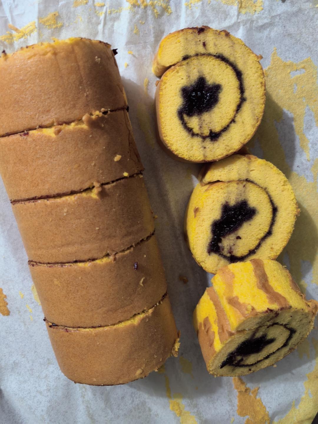 金灿灿的南瓜蛋糕卷‼️不加一滴水‼️组织超细腻