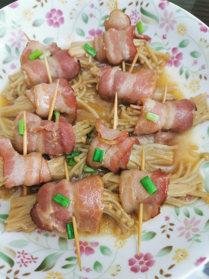 快手十分钟【金针菇培根卷】