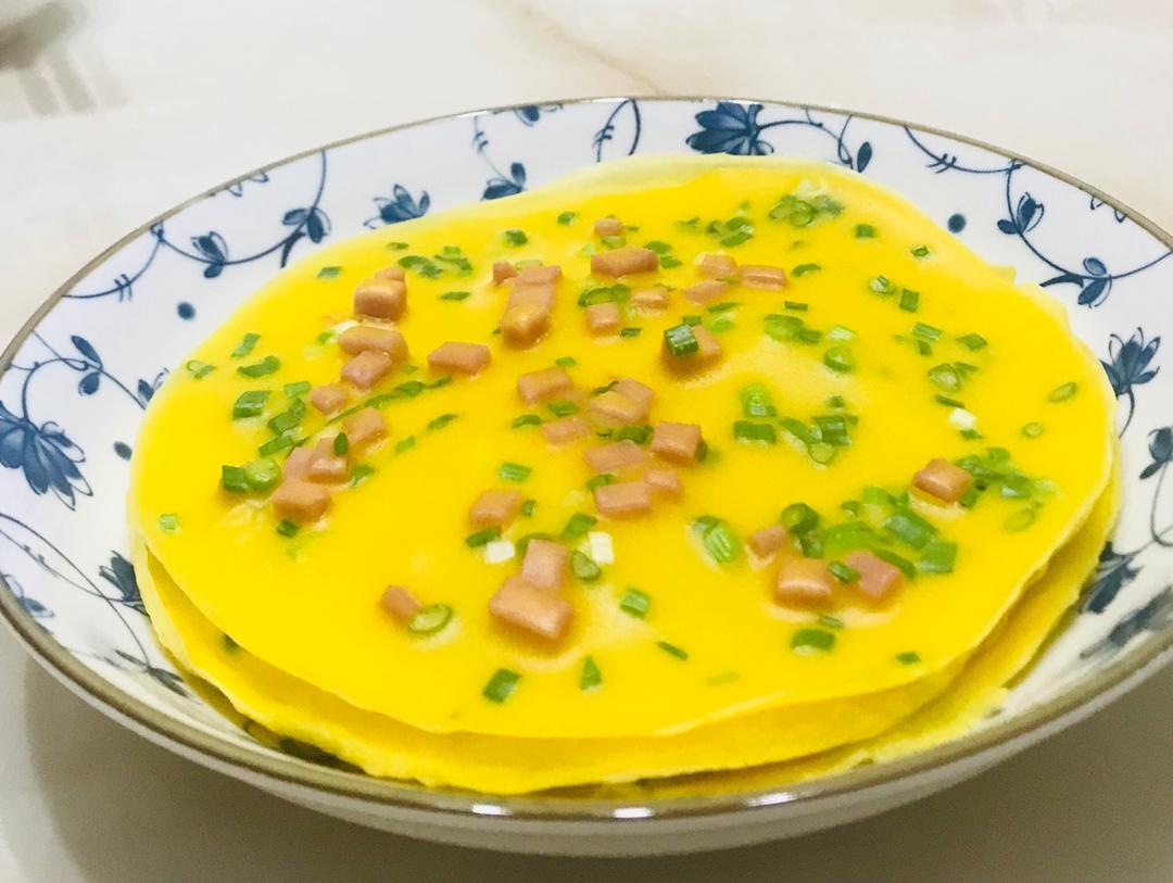 火腿肠葱花鸡蛋饼