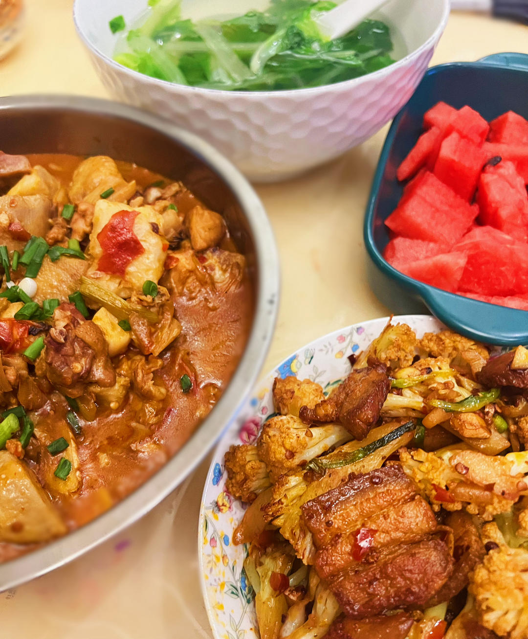 回锅肉炒有机花菜