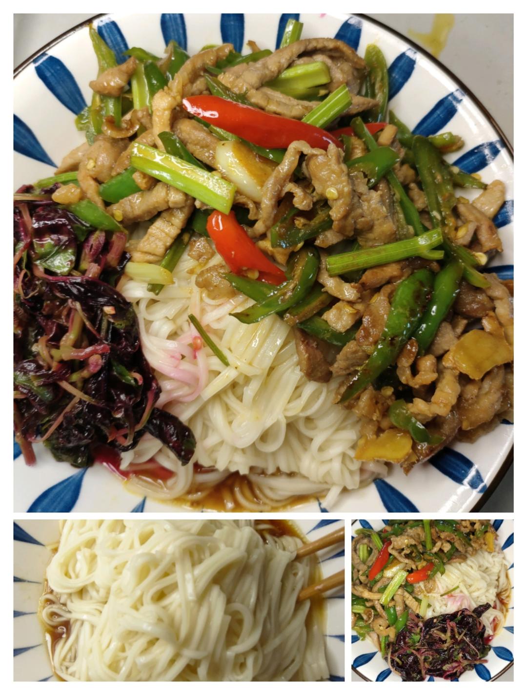 青椒肉丝盖面的做法