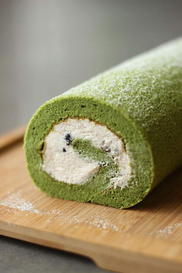 王光光光光做的抹茶红豆蛋糕卷