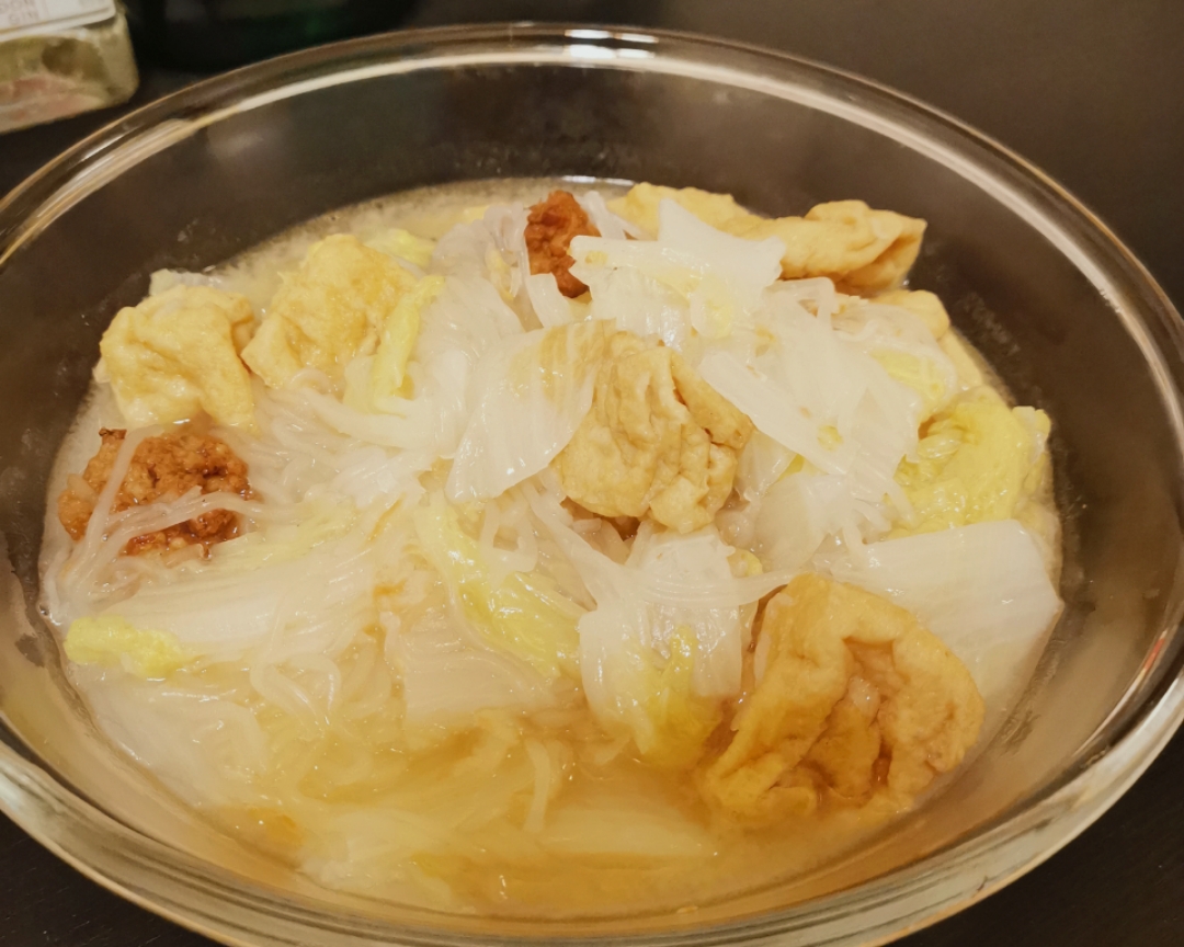 白菜炖豆泡（水煮）的做法