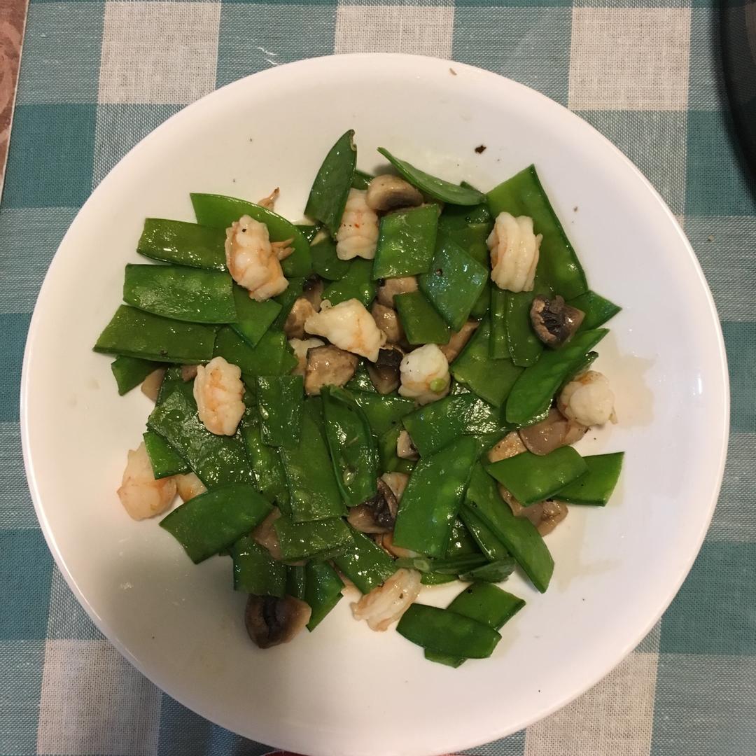 荷兰豆蘑菇炒虾仁