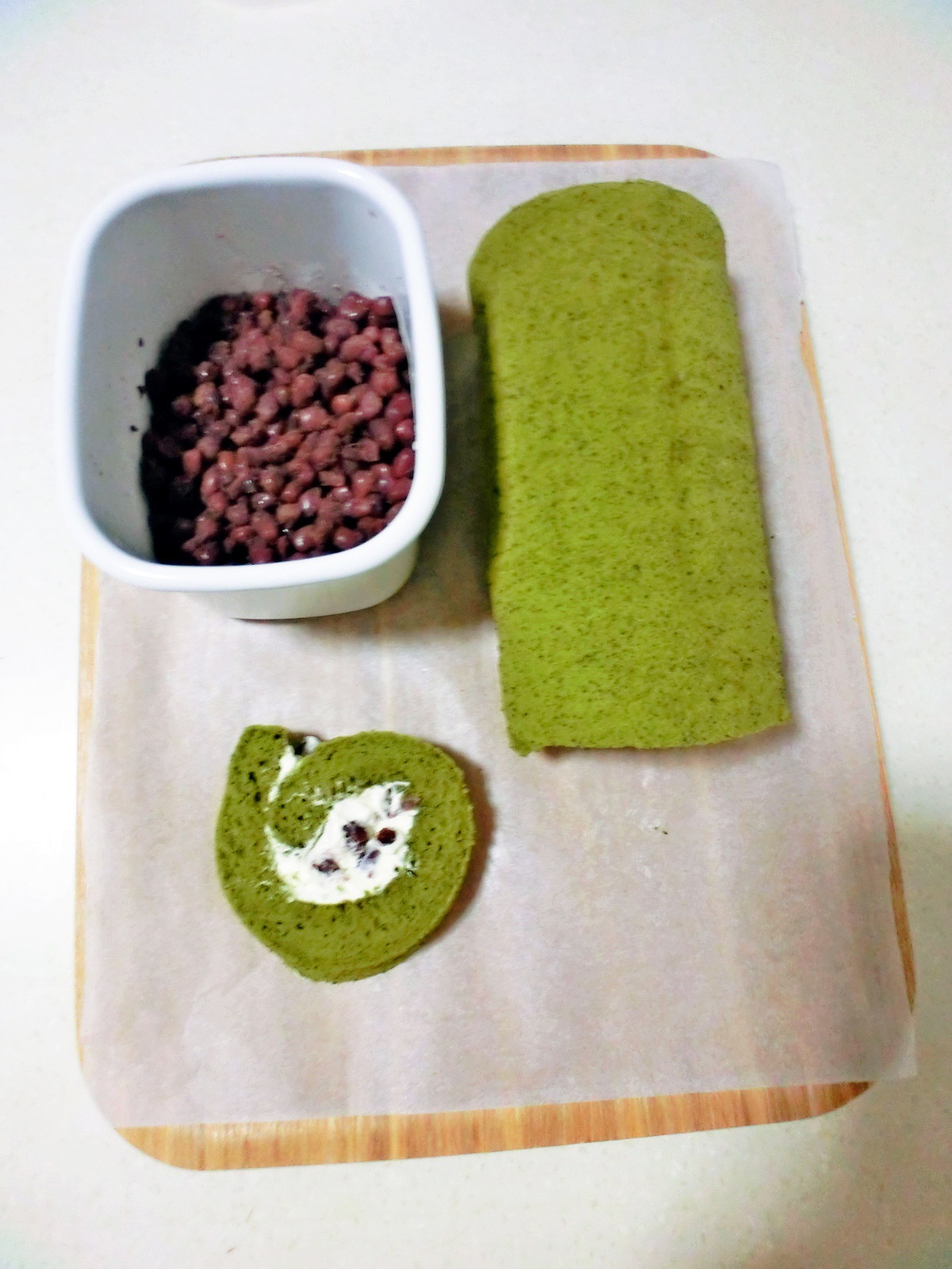 抹茶红豆蛋糕卷