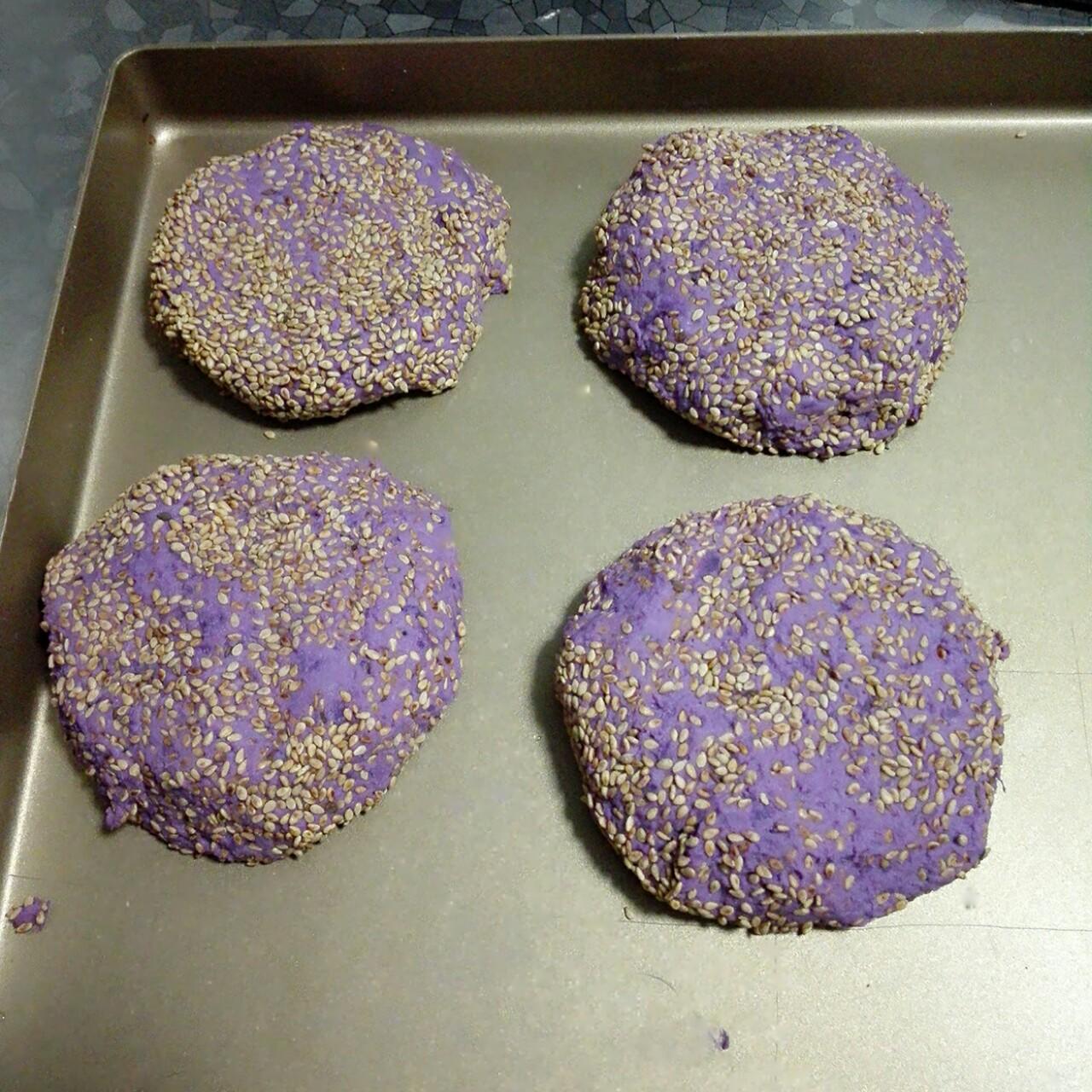 烤箱版紫薯芝麻饼的做法 步骤4
