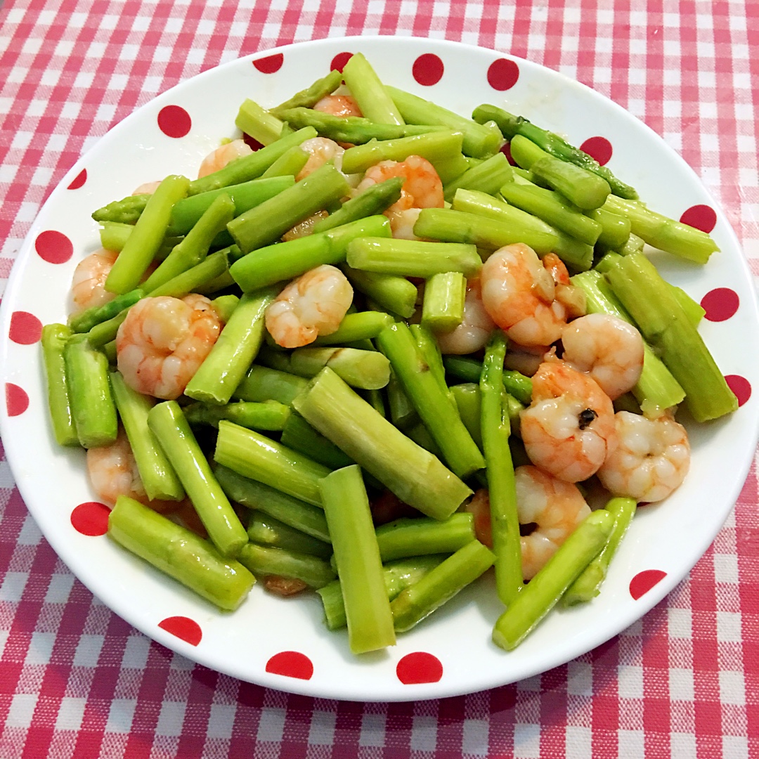 清炒芦笋虾仁