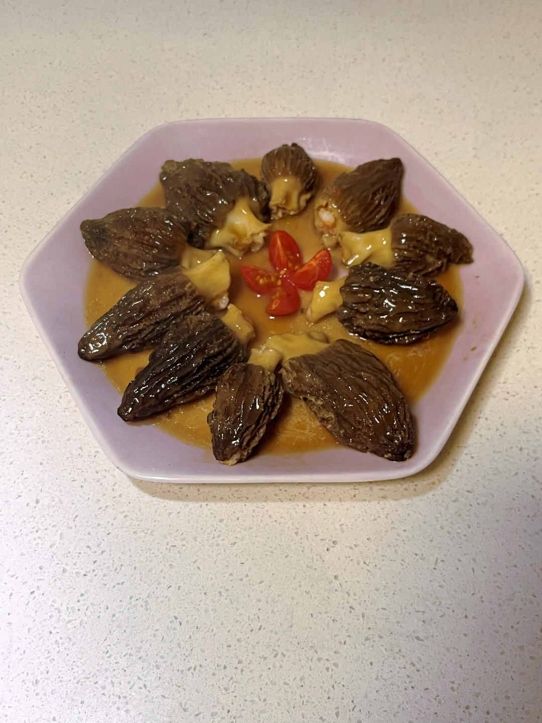 懒人快手养生菜【羊肚菌酿虾滑】