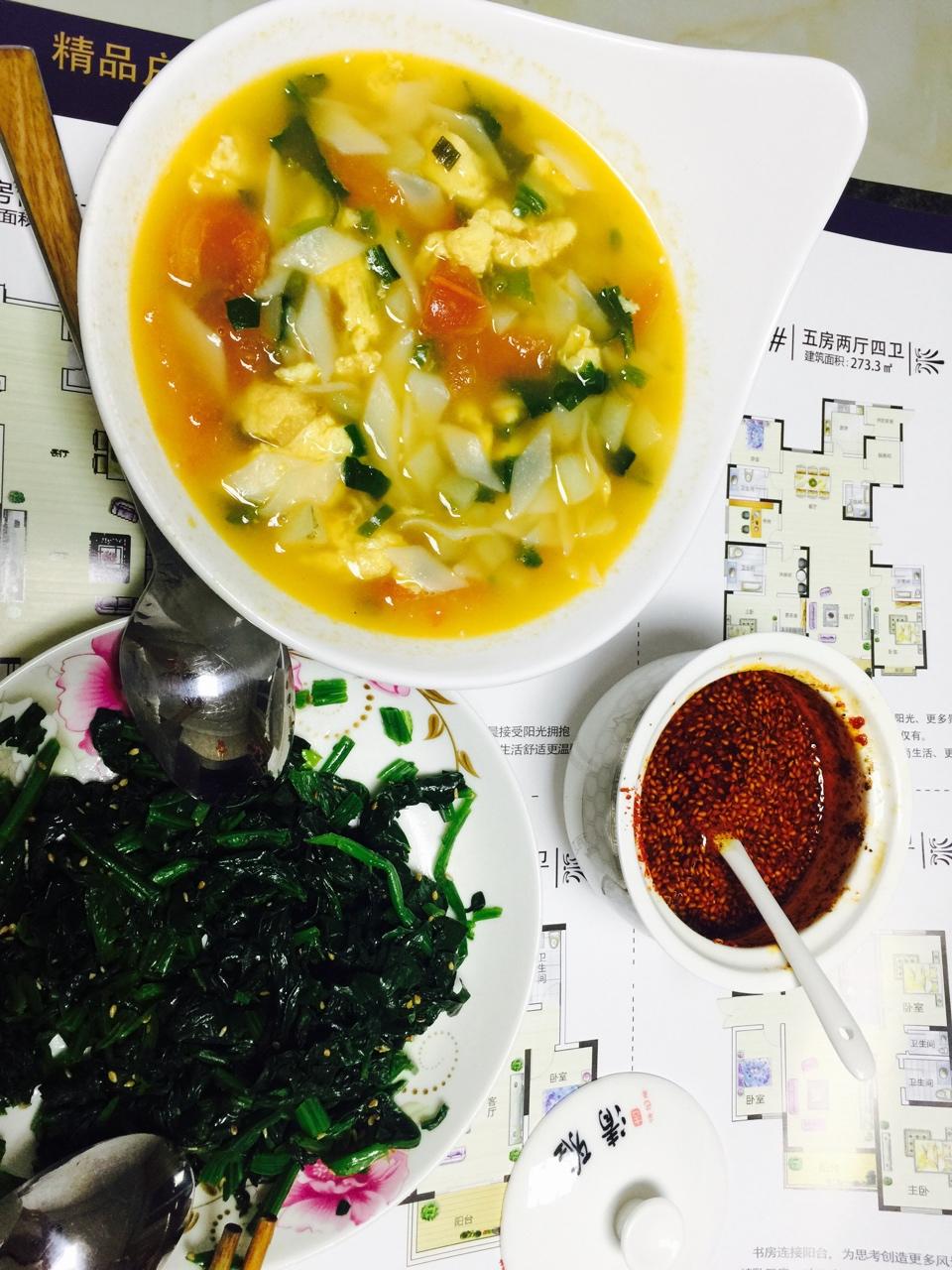 【西安小吃系列】3:简约版西红柿旗花面-静的食光