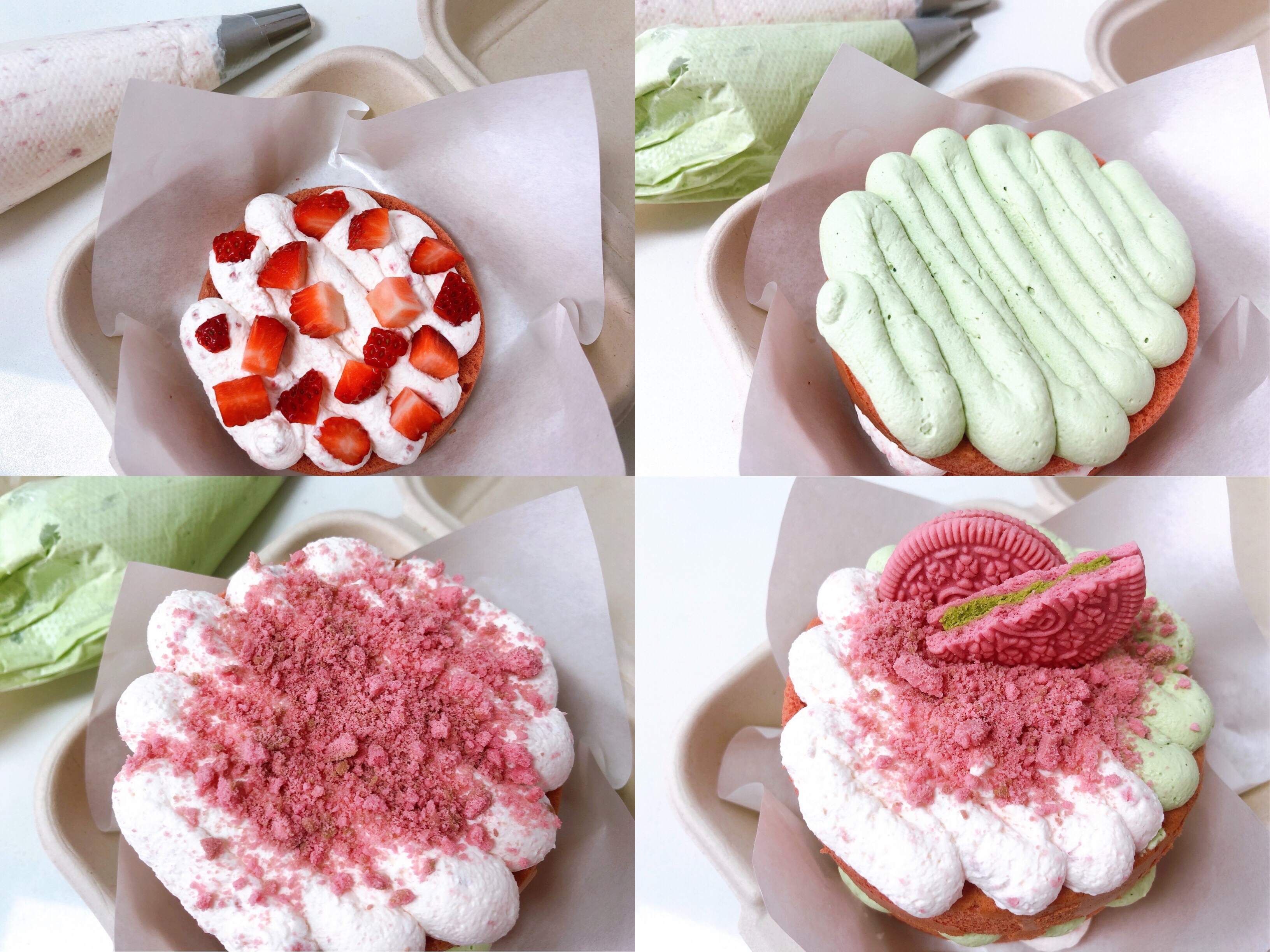 春日限定🌸樱花抹茶奥利奥盒子蛋糕的做法 步骤13