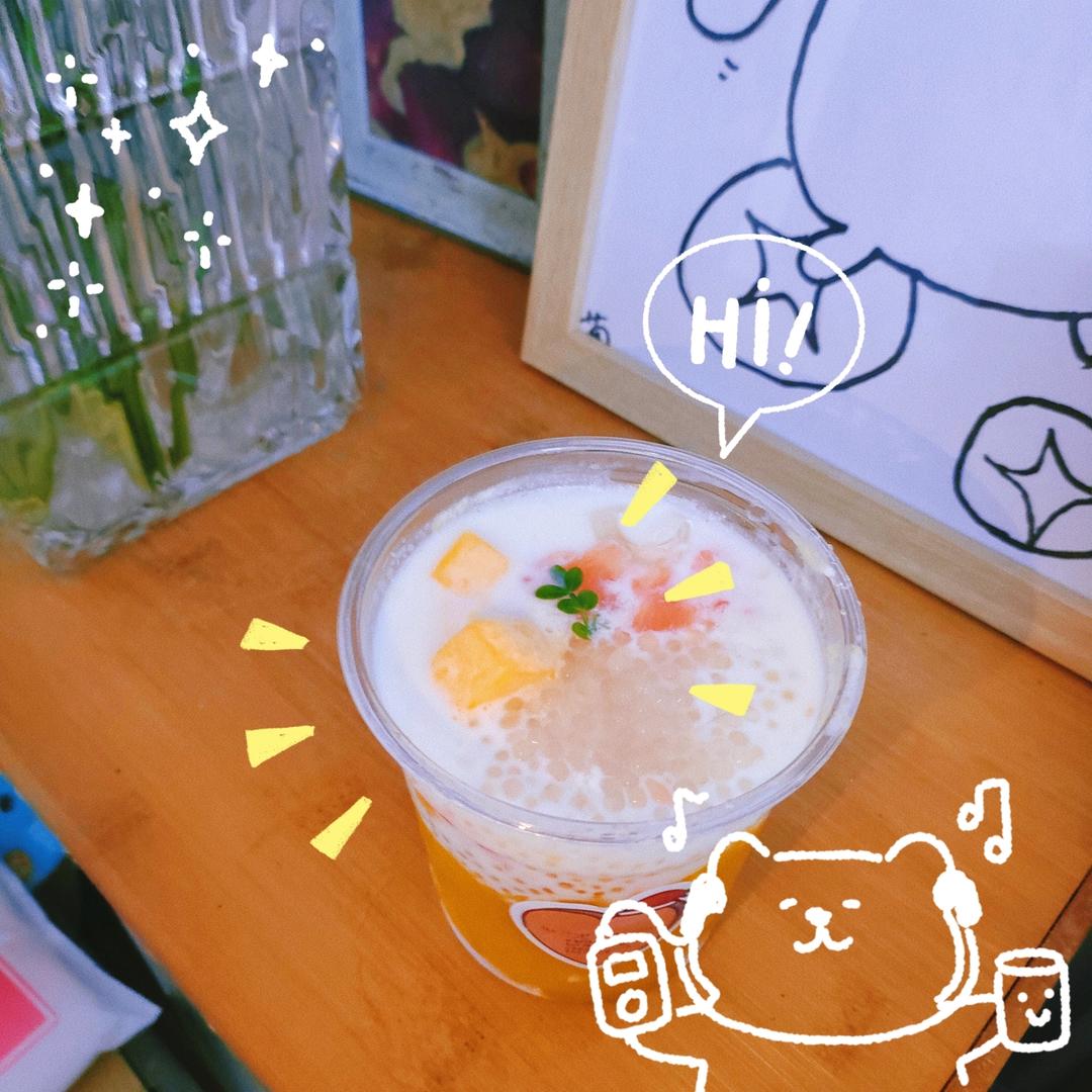 港式甜品——杨枝甘露(芒果西米露)附芒果花切法