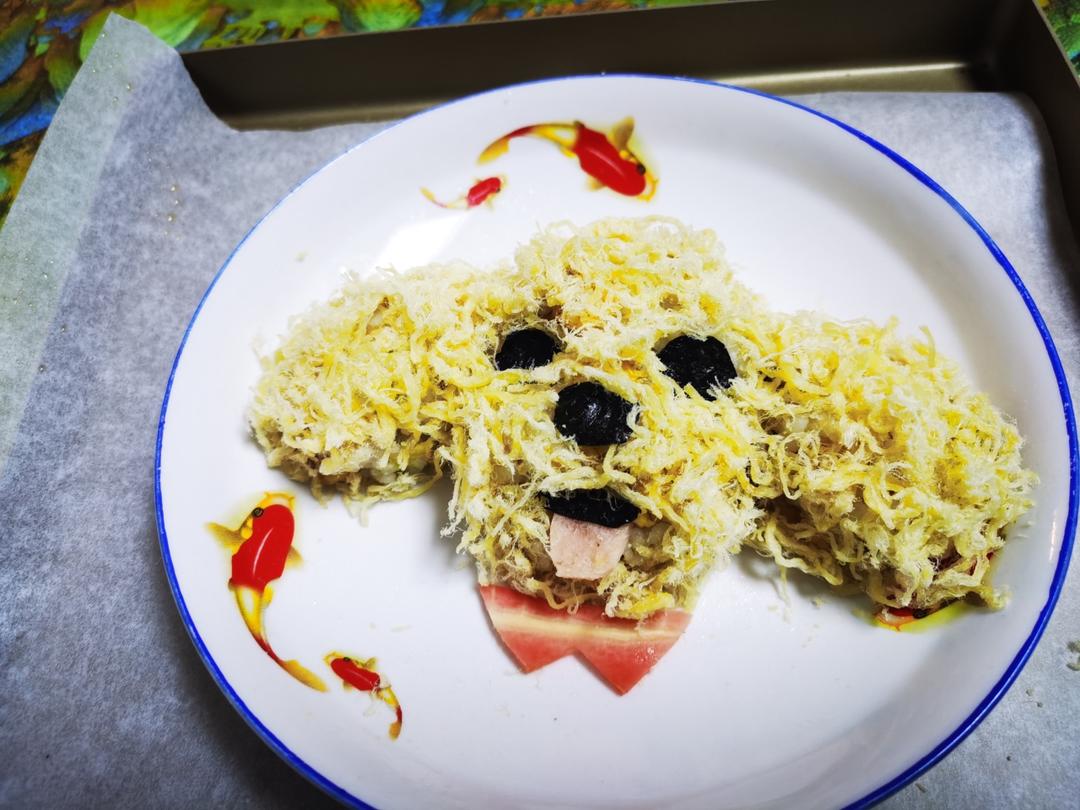 哄娃人气早餐【咸蛋黄肉松饭团】泰迪版-每天都是六一节