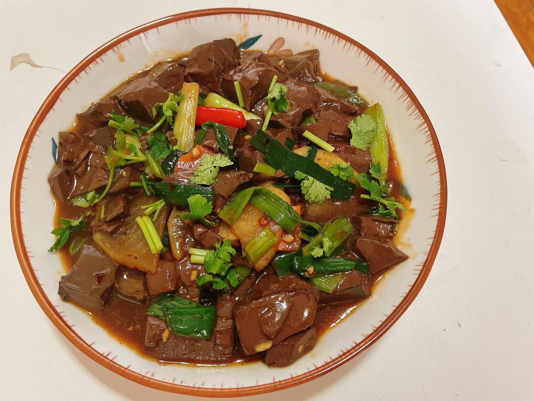 家常炒鸭血