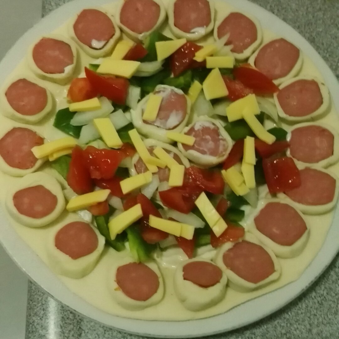 香酥虾花边披萨