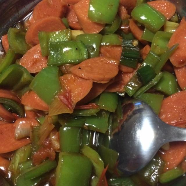 青椒炒牛肉肠