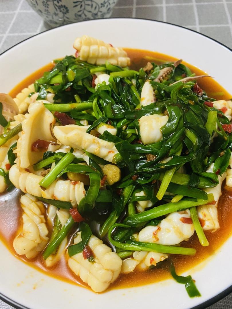 韭菜炒鱿鱼