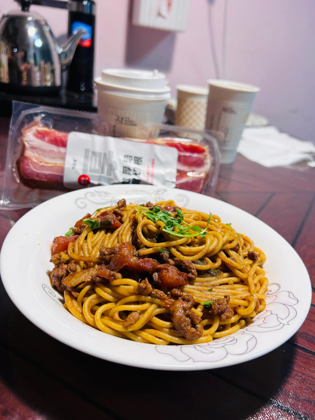 培根番茄蘑菇意面