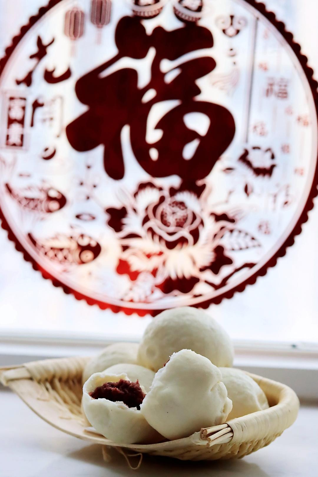 超好吃有豆豆的豆沙包，一次发酵（红豆包）