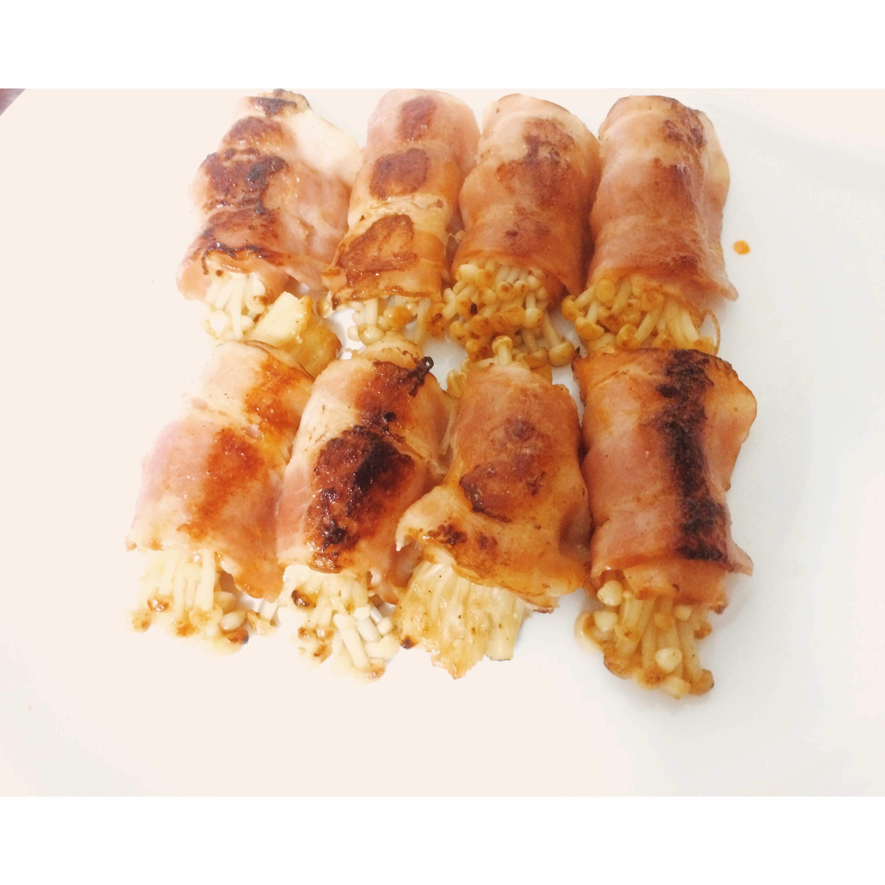 香煎培根金针菇卷