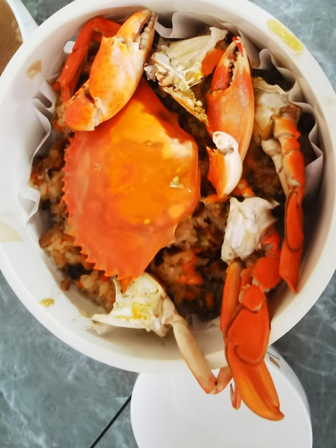 膏蟹蒸饭红鲟蒸糯米饭