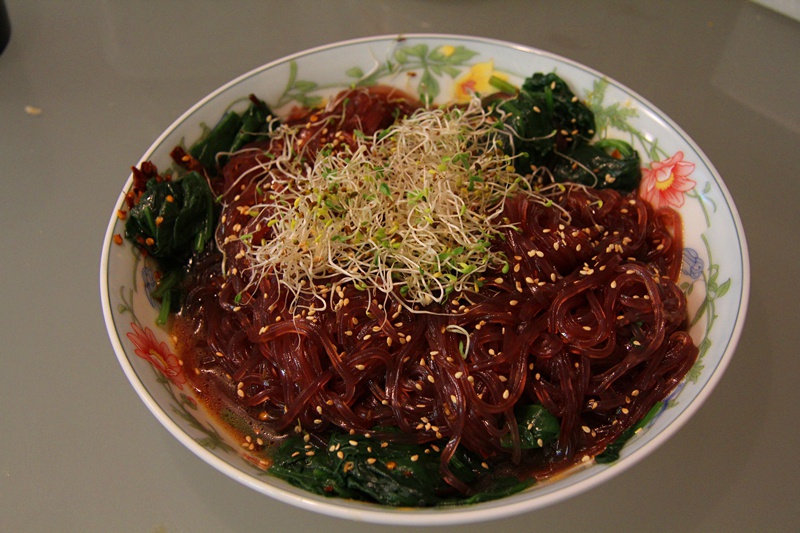 豆芽菠菜拌粉丝