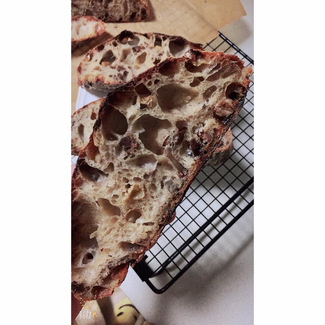 天然酵种肉桂葡萄干核桃欧包（附处理湿面团方法）
