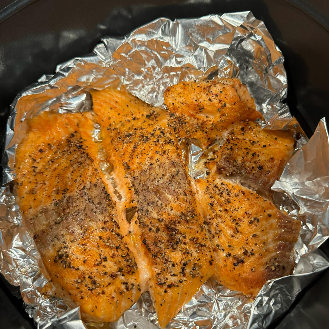 空气炸锅无油煎三文鱼(减脂 懒人必备)