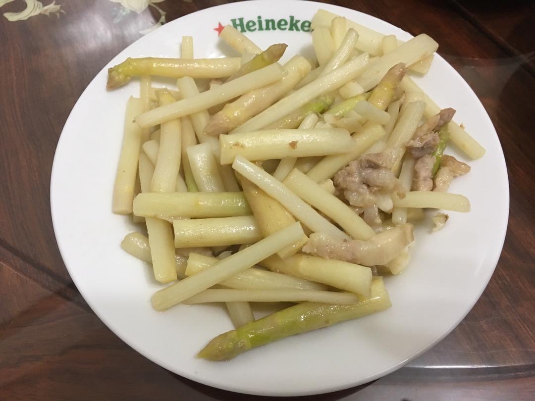 肉絲炒白芦笋的做法