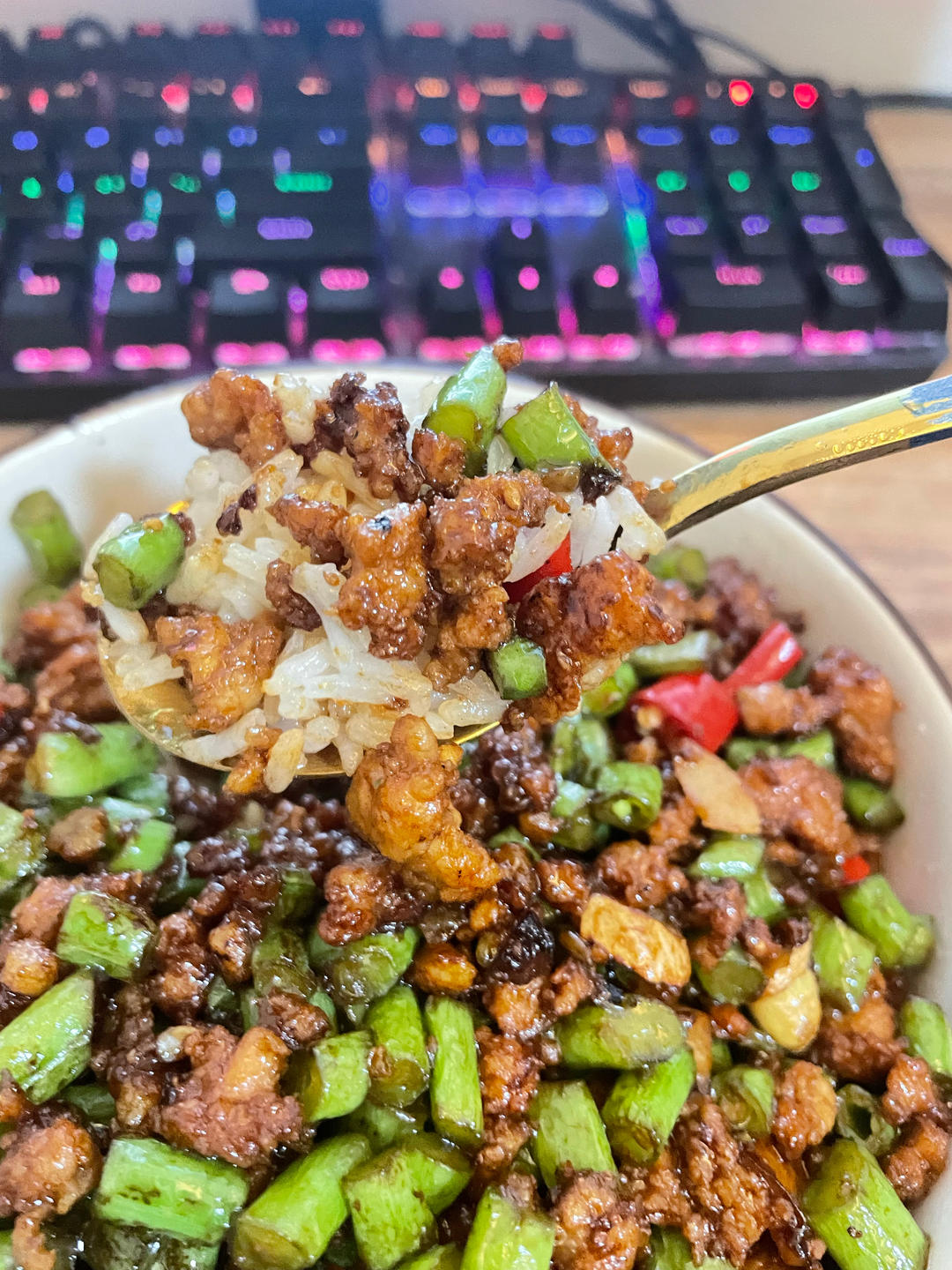肉沫豆角下饭菜