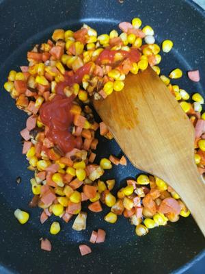 番茄芝士火腿焗饭（平底锅版）的做法 步骤7