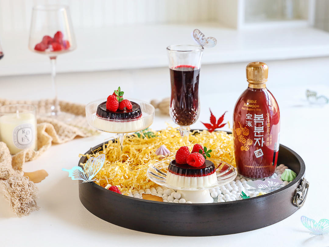 覆盆子果酒牛奶布丁