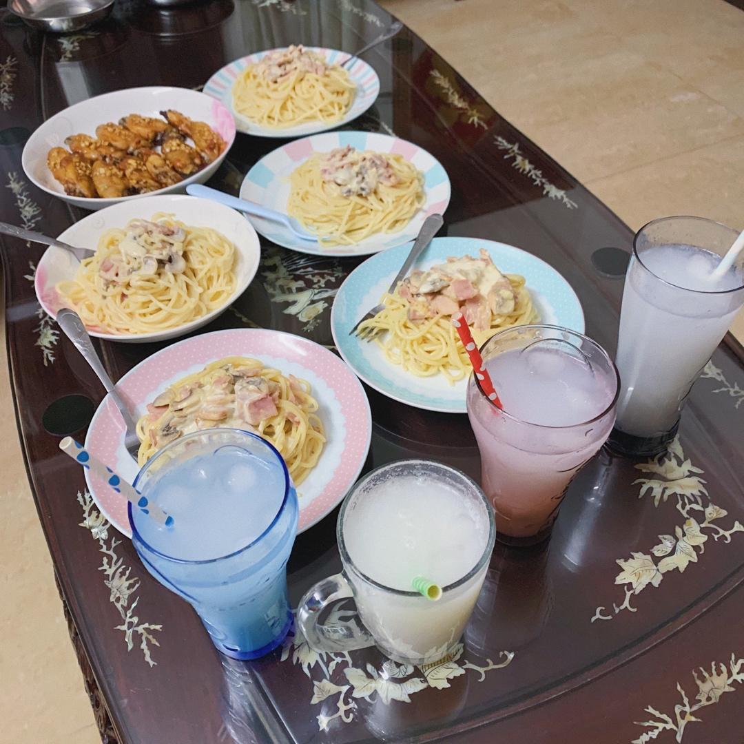 奶油蘑菇培根意面