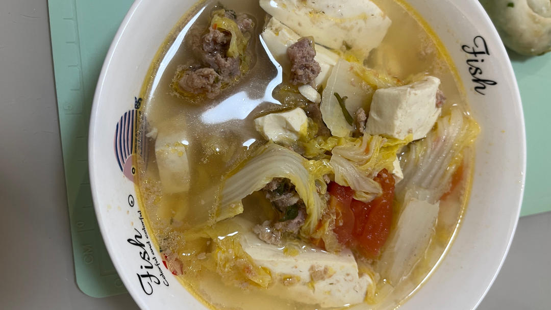 肉末白菜豆腐汤