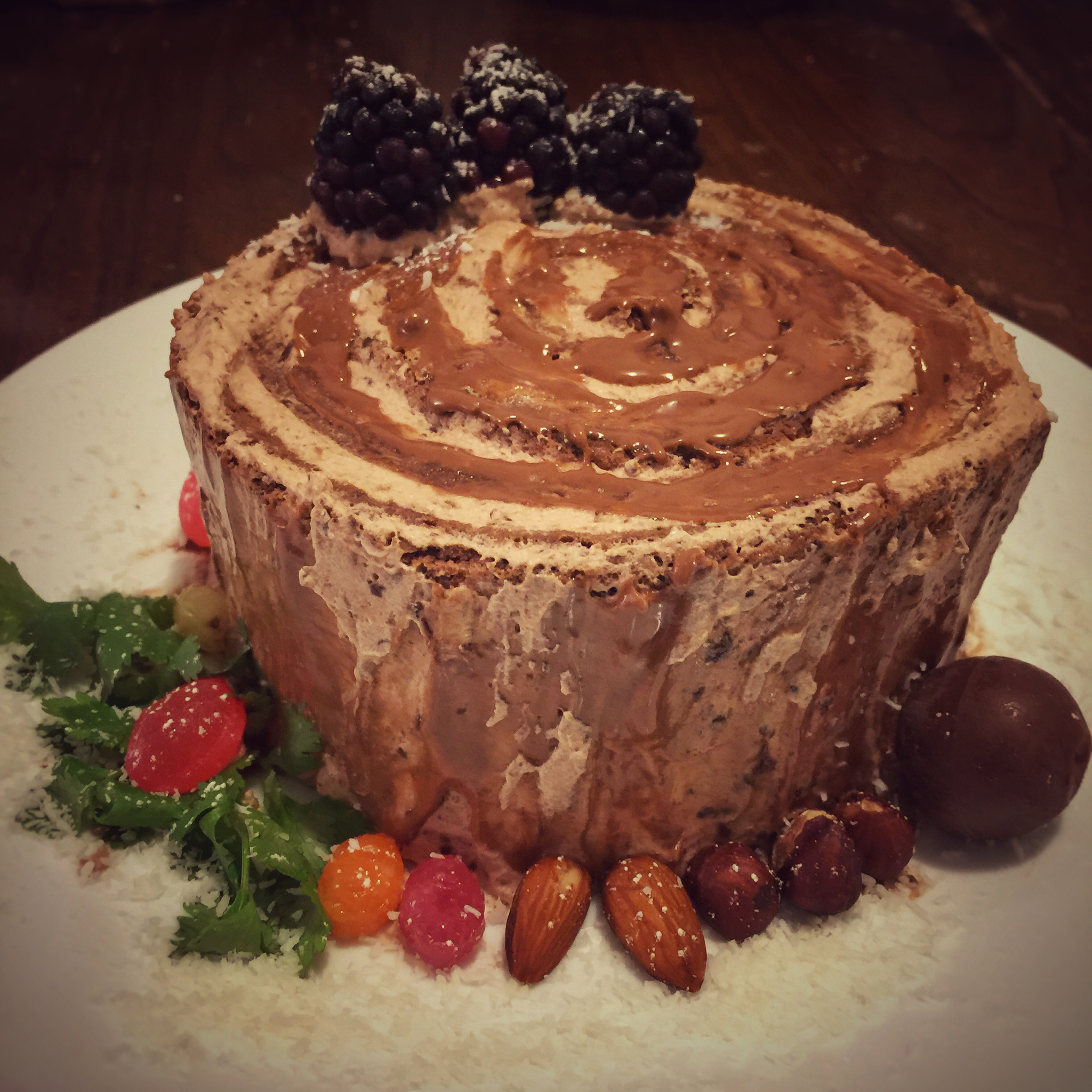 【欢乐圣诞伪树桩】巧克力榛子树桩蛋糕