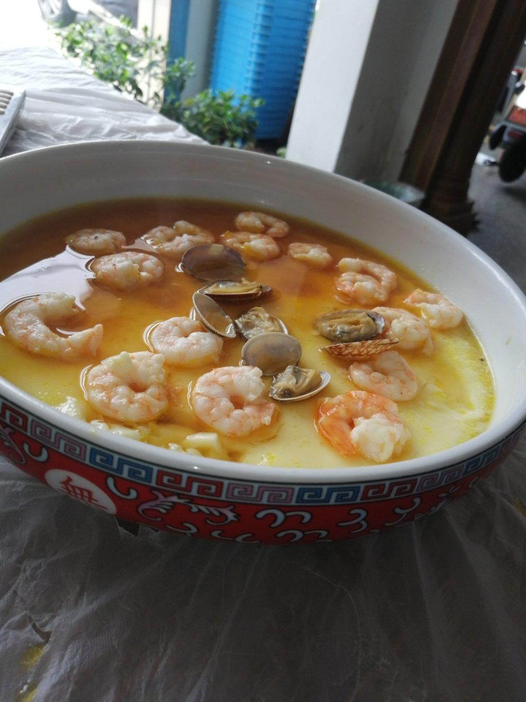 虾仁豆腐蒸水蛋