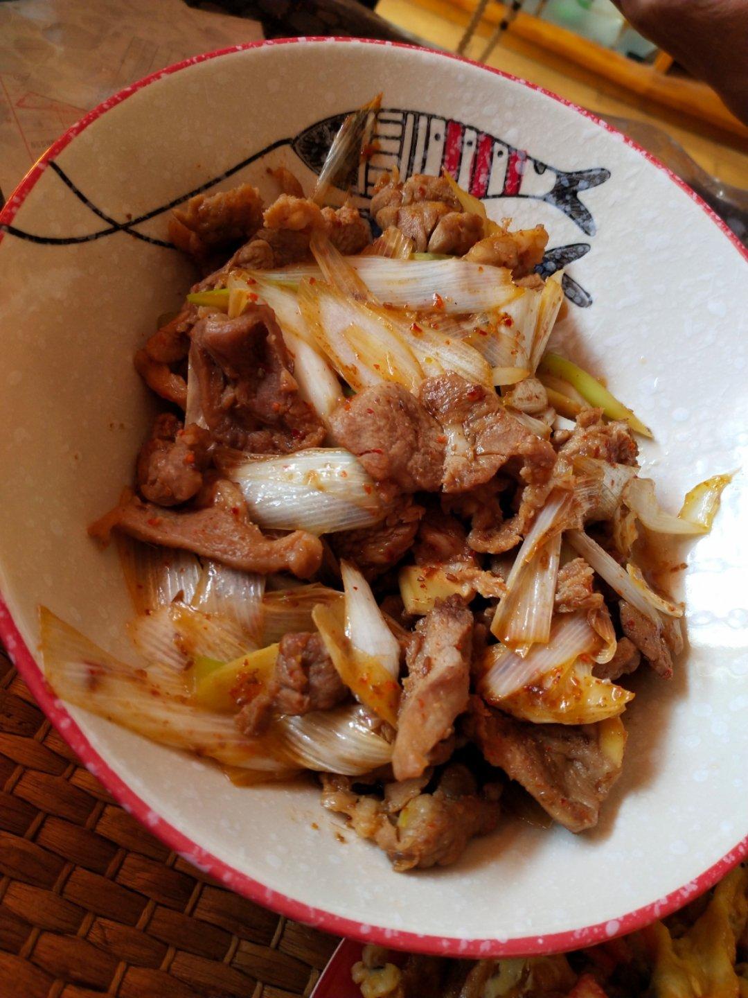 〈葱爆熟羊肉〉，手撕羊肉没吃完.炒一下。欣小厨 😉