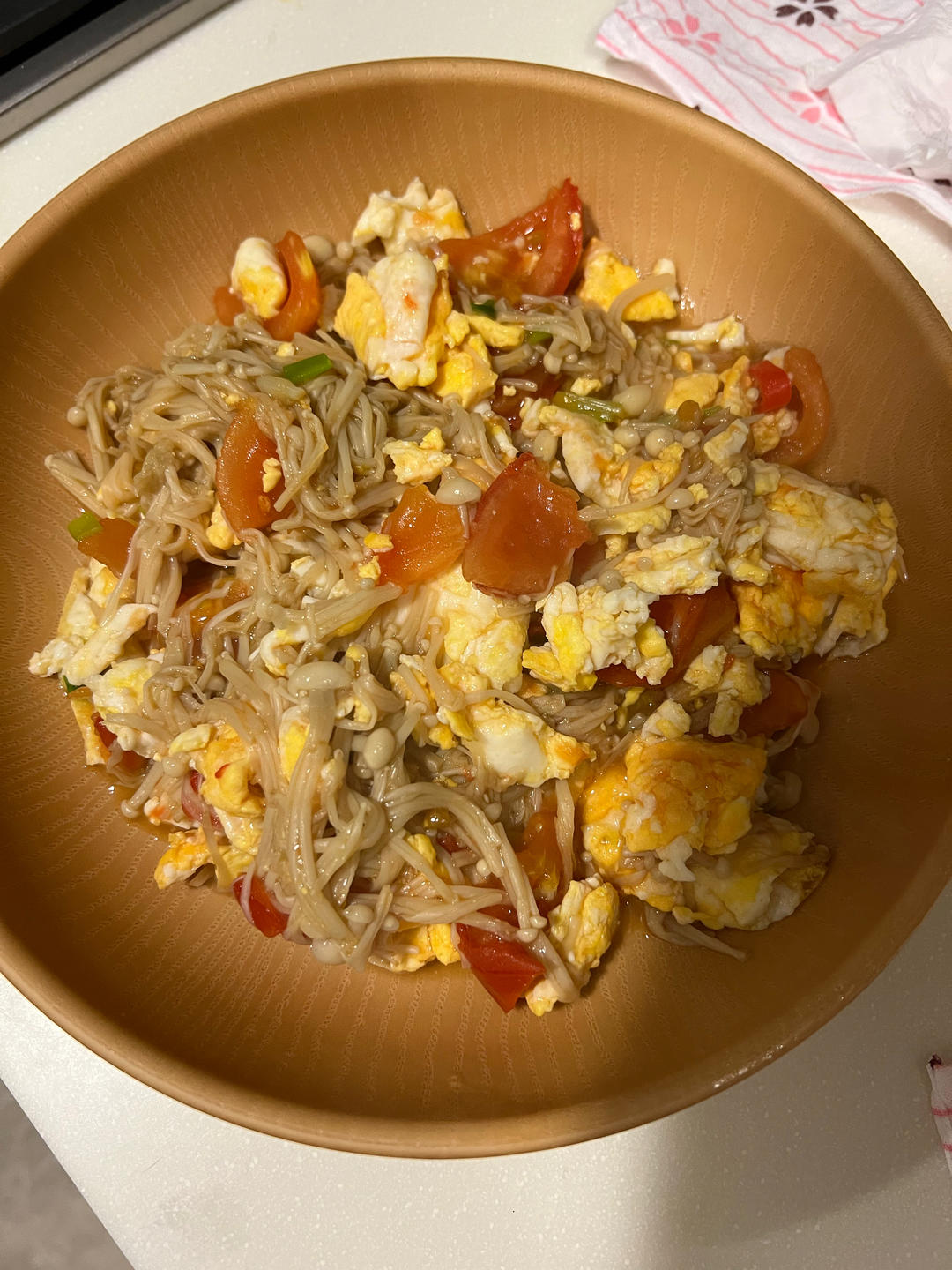 番茄金针菇炒蛋