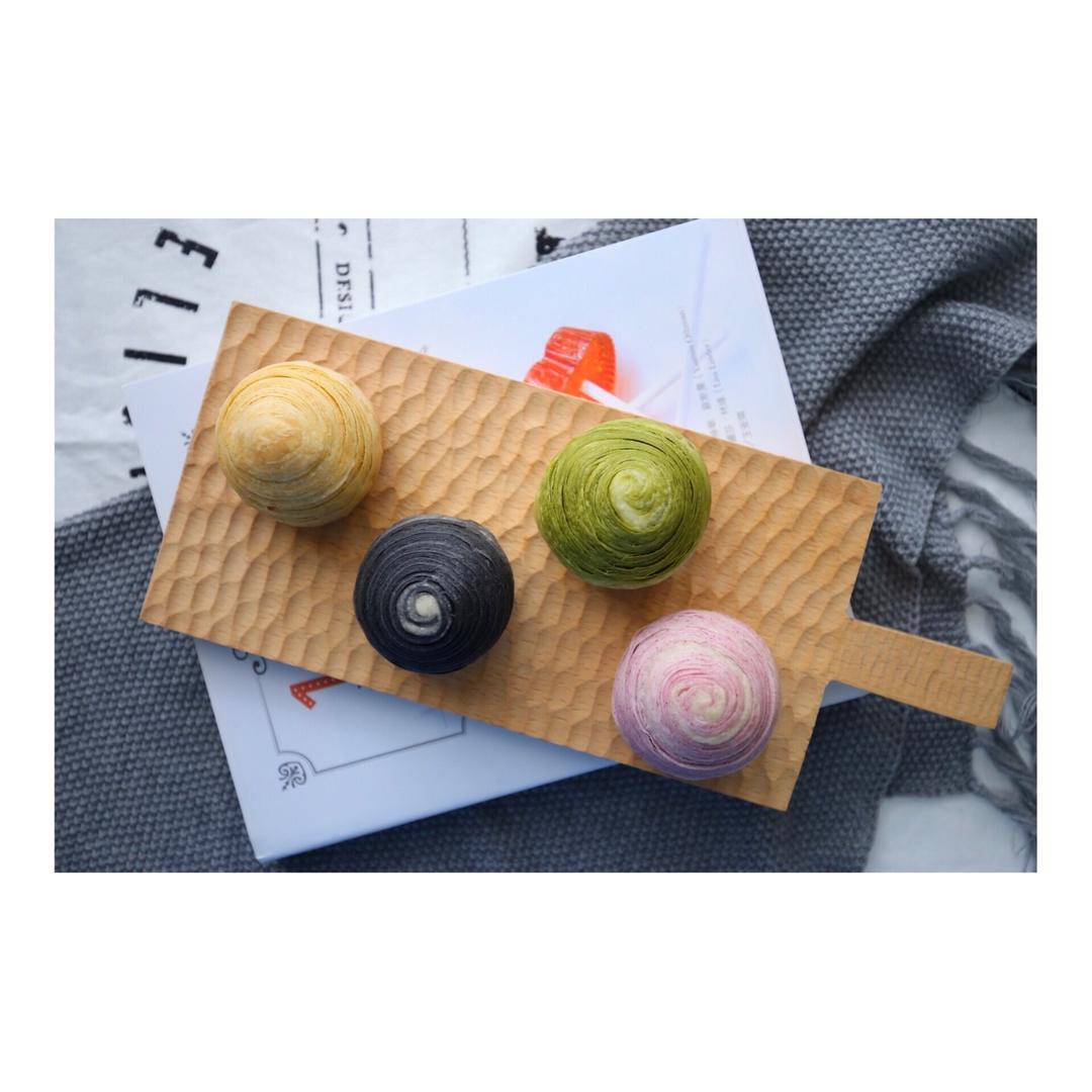 蛋黄酥~紫薯、抹茶、原味~花好月圆，中秋快乐~内附一次做六色蛋黄酥方法~