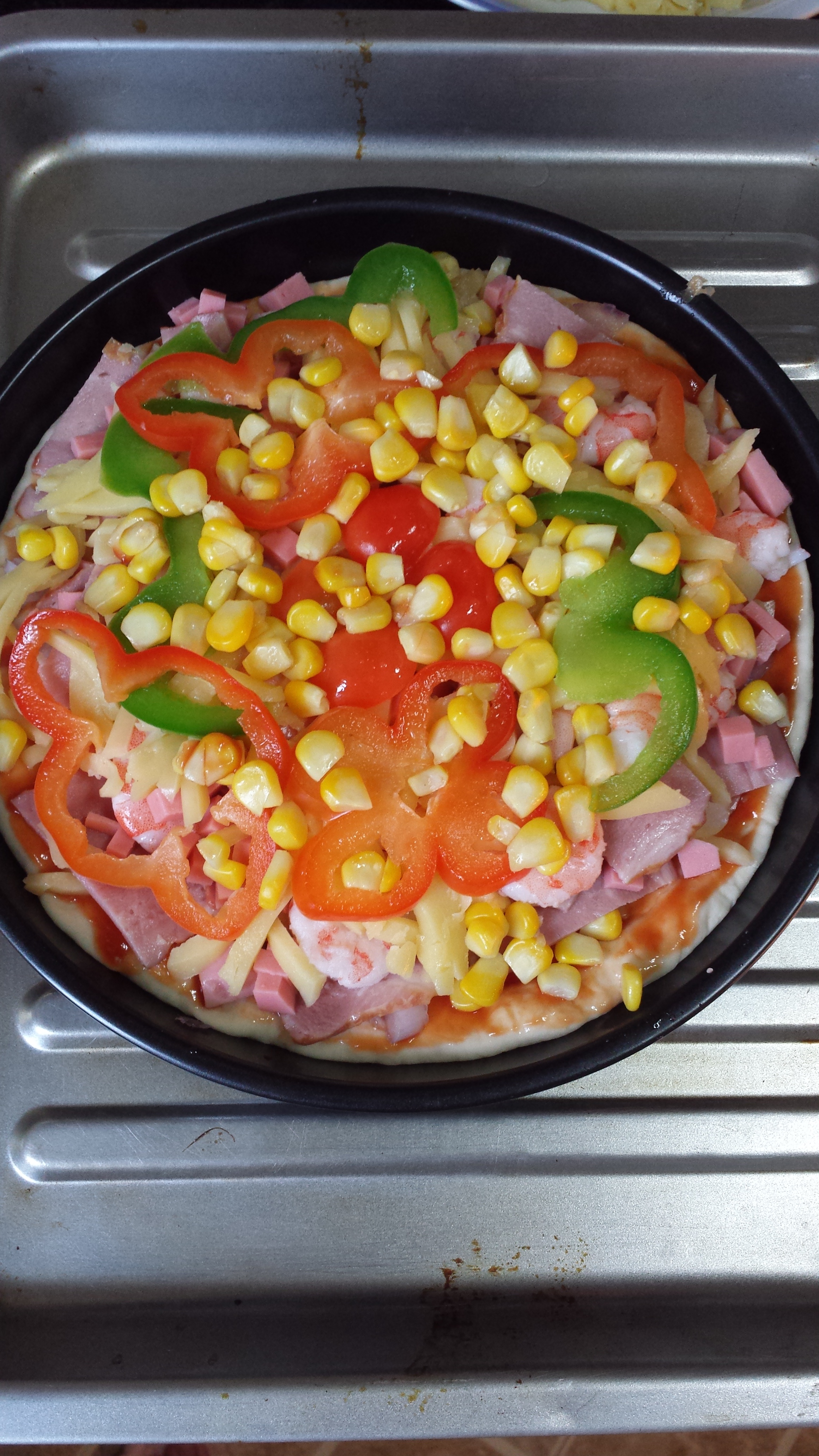 厚底鲜虾培根披萨