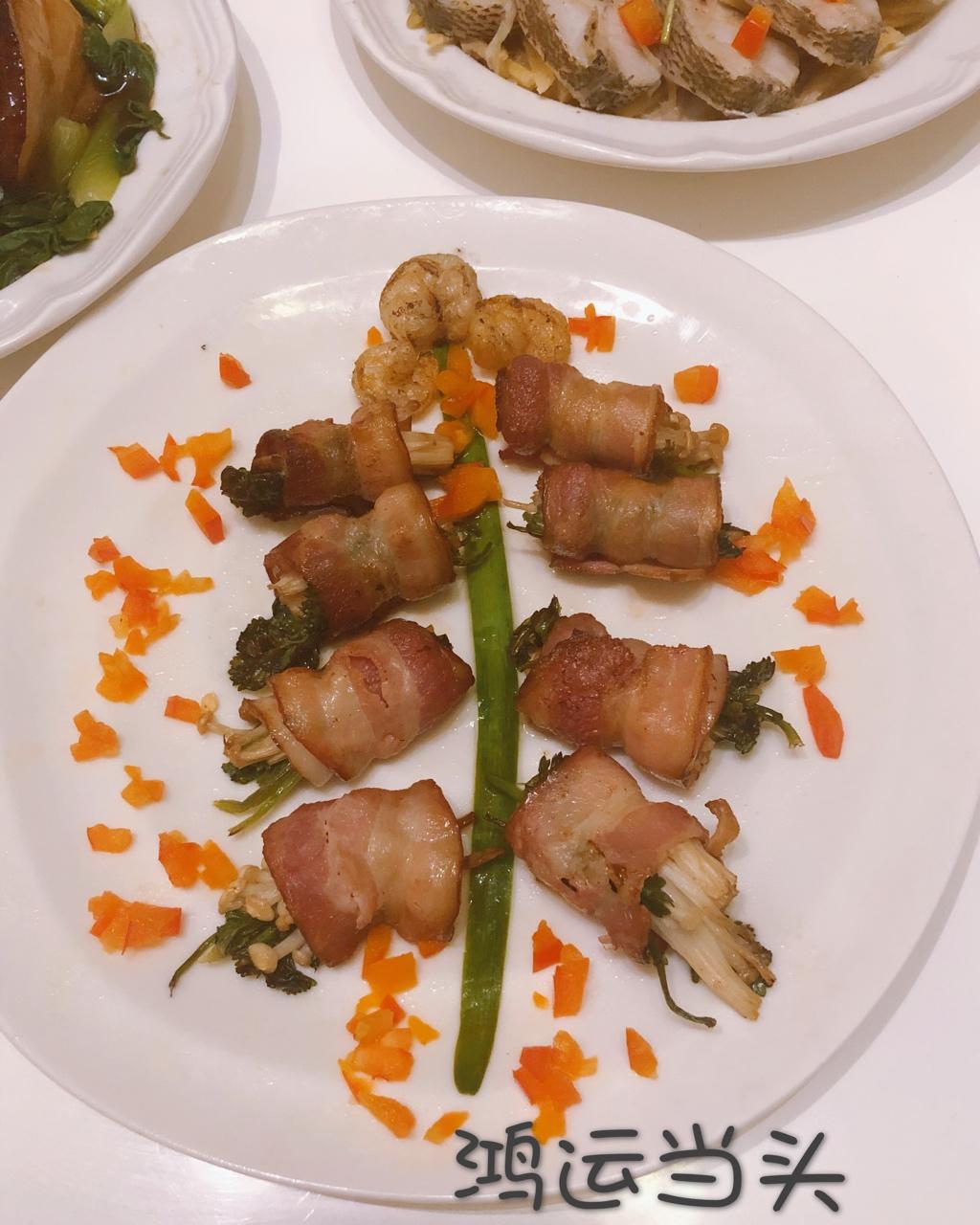 山药金针菇培根卷