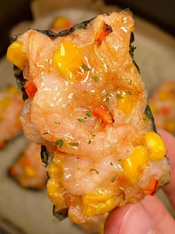 空气炸锅海苔虾滑饼的做法