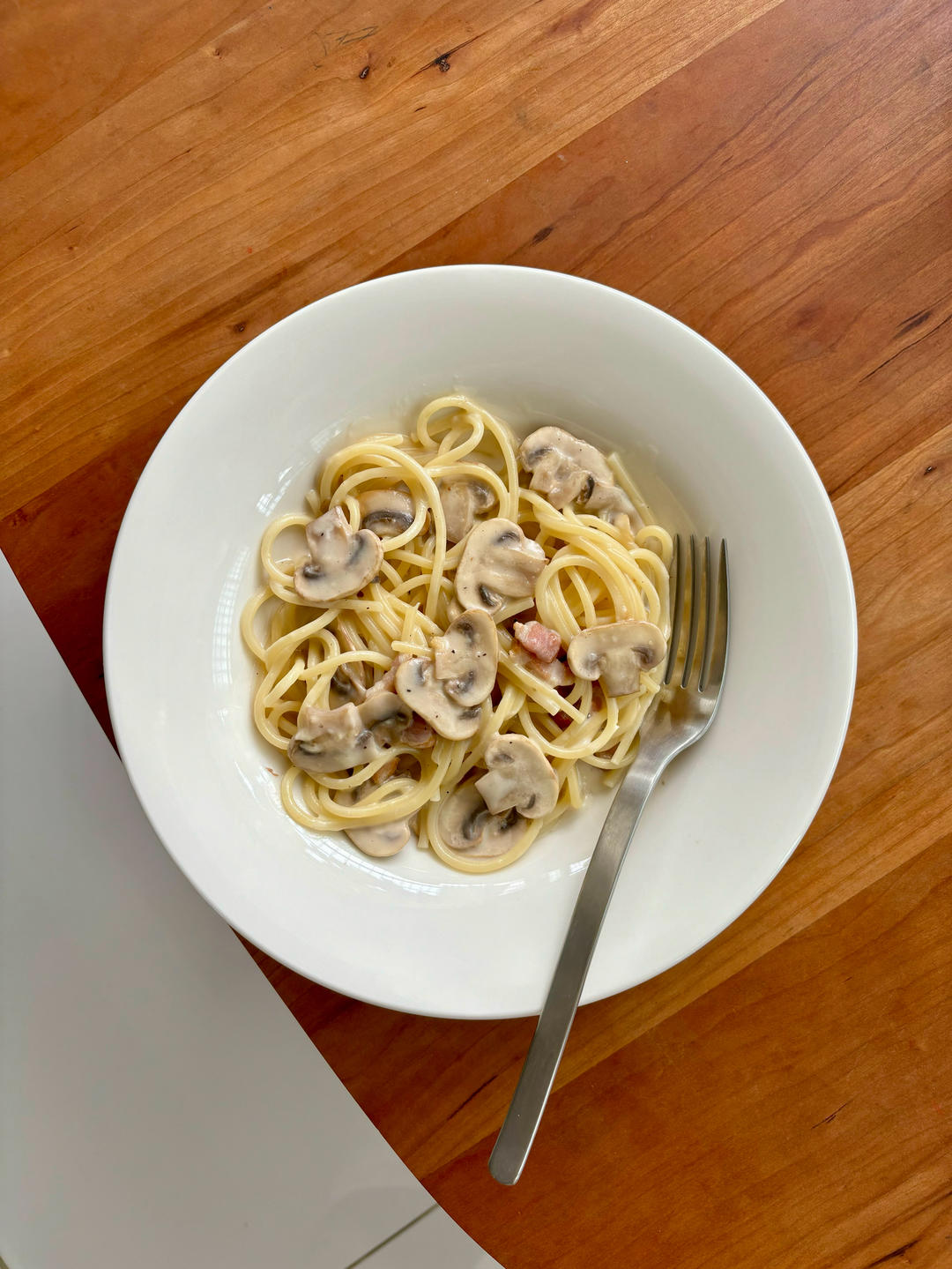 白酱蘑菇培根意面（牛奶版低热量）