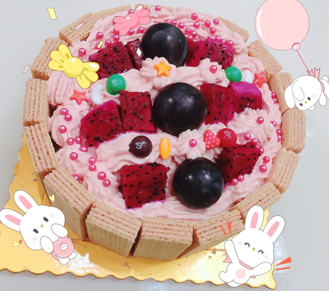 生日蛋糕教程【威化饼干围边】