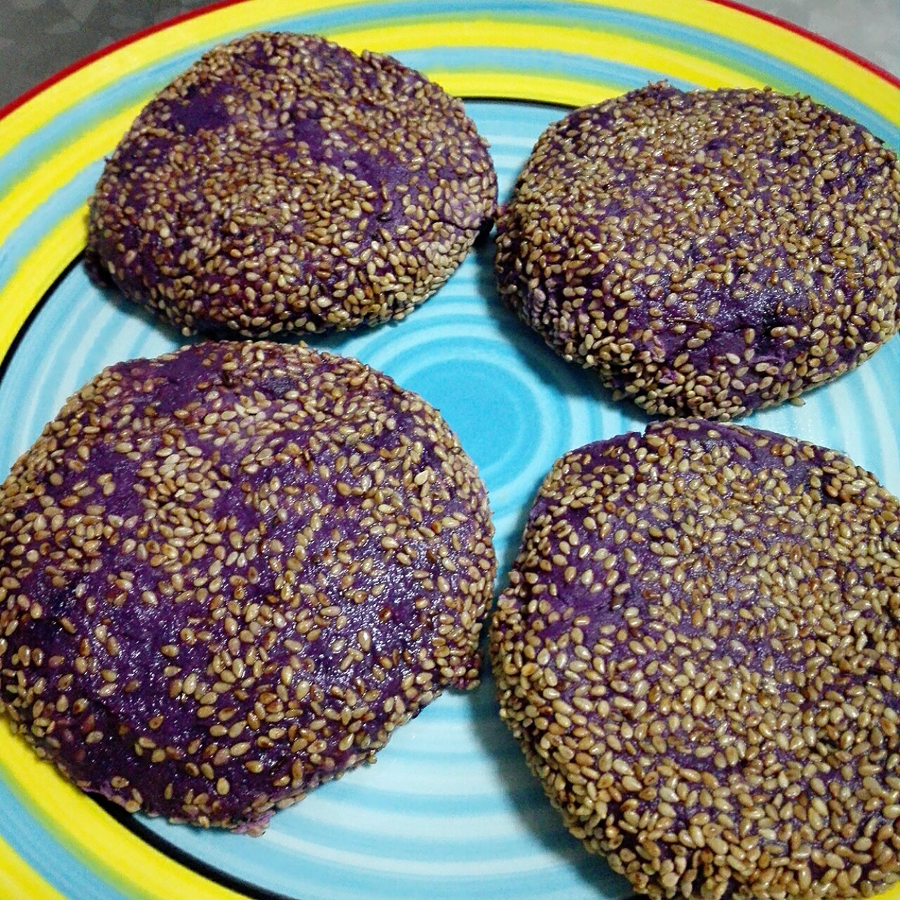 烤箱版紫薯芝麻饼的做法 步骤6