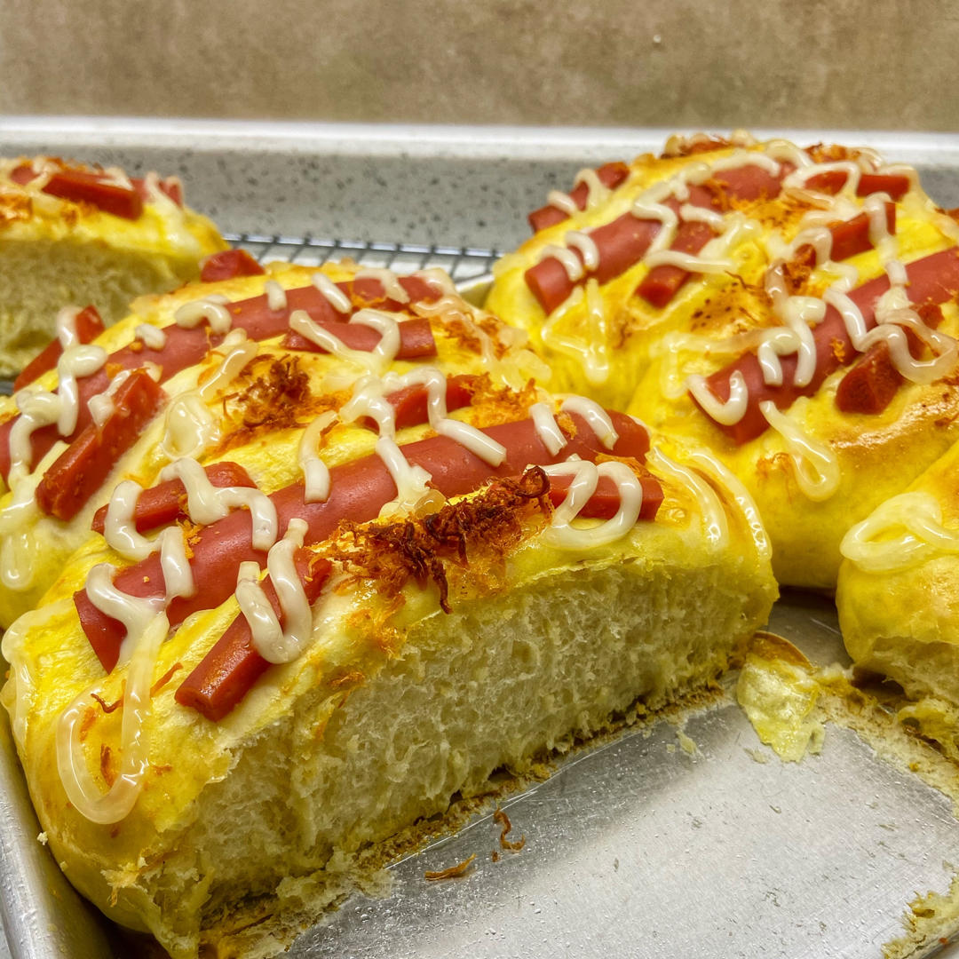 咸香松软❗️巨好吃的香葱肉松火腿面包❗️