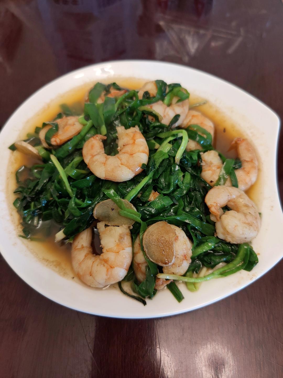 海虾仁炒韭菜