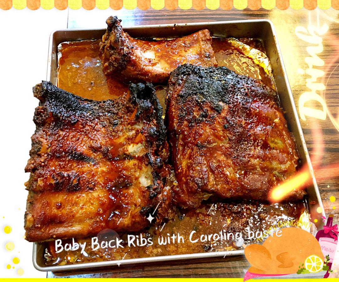 Baby back ribs with Carolina Baste 超级棒的烤排骨