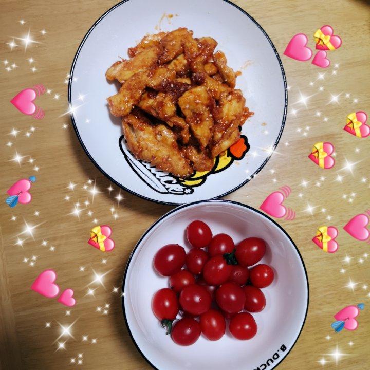 鸡胸肉版糖醋里脊，好吃不腻。大人小孩都喜欢！