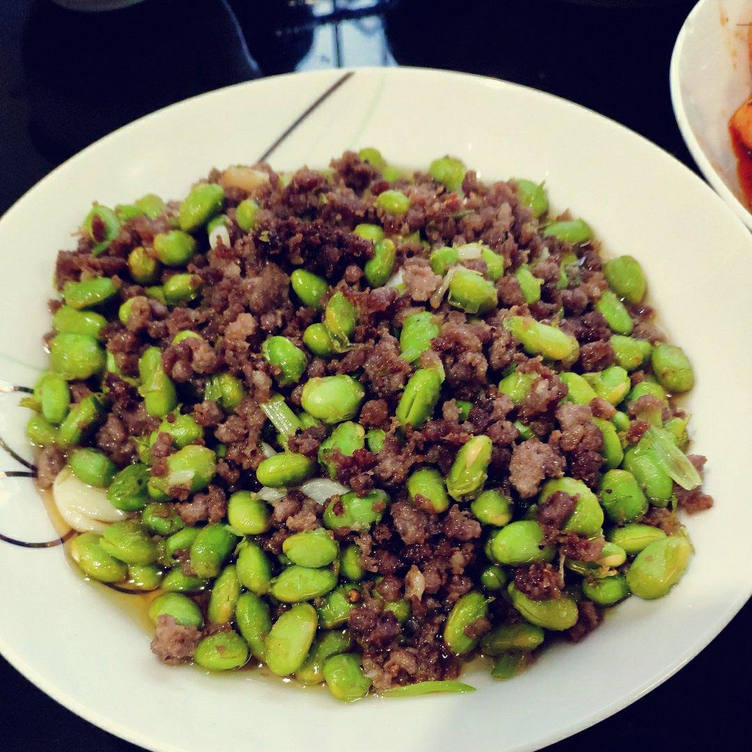 毛豆米炒肉末